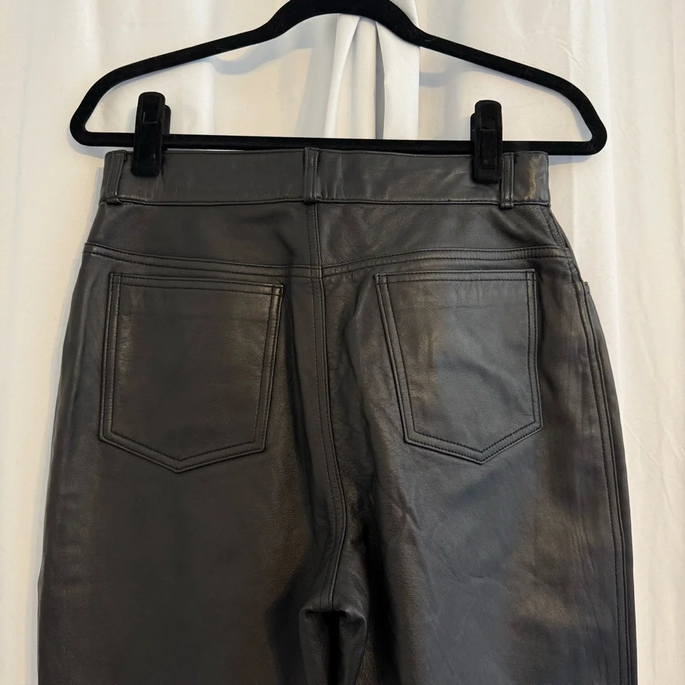 Tannery West Black Genuine Leather High Rise Flare Pants 34” Inseam Size 12 - Picture 7 of 12